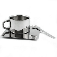 Edelstahl-Espresso-Tasse und Untertasse Mug Set